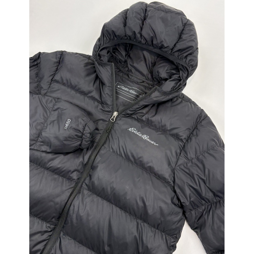 Eddie Bauer Wide Channel Hooded Down Jacket EB650 Black. Men's Medium